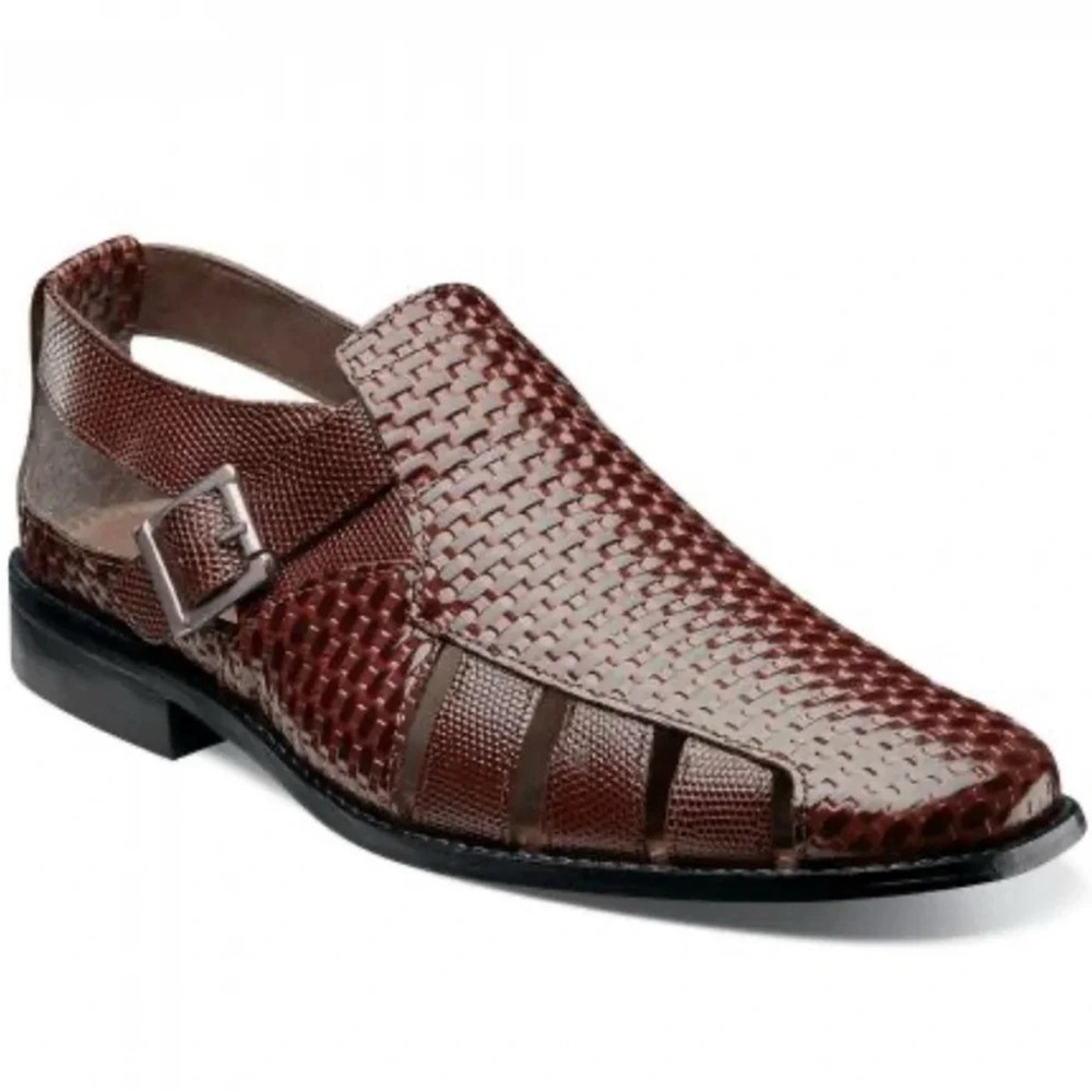 STACY ADAMS SORELA COGNAC BROWN WOVEN LEATHER SANDALS SZ 9.5